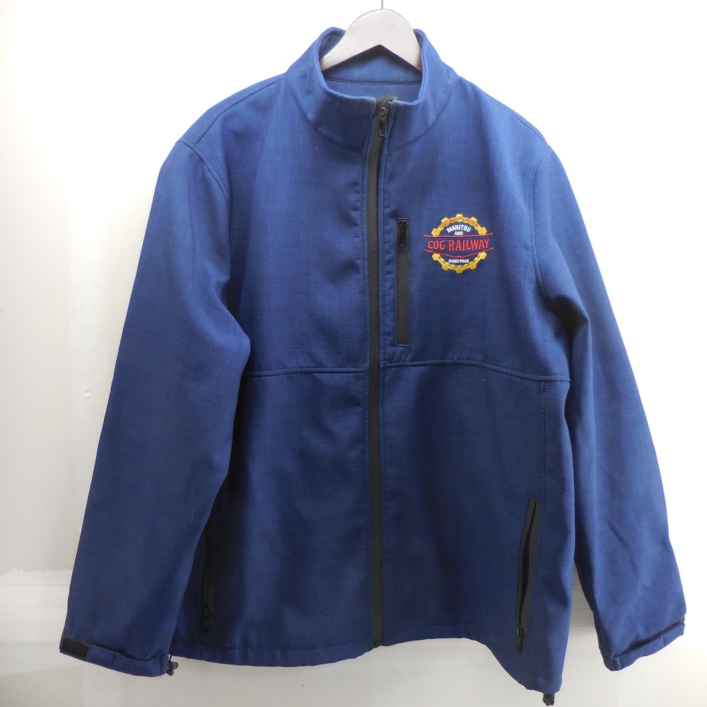 Cheneral Manitou and Cog Railway Pikes Peak Softshell Jacket Blue Mens Large